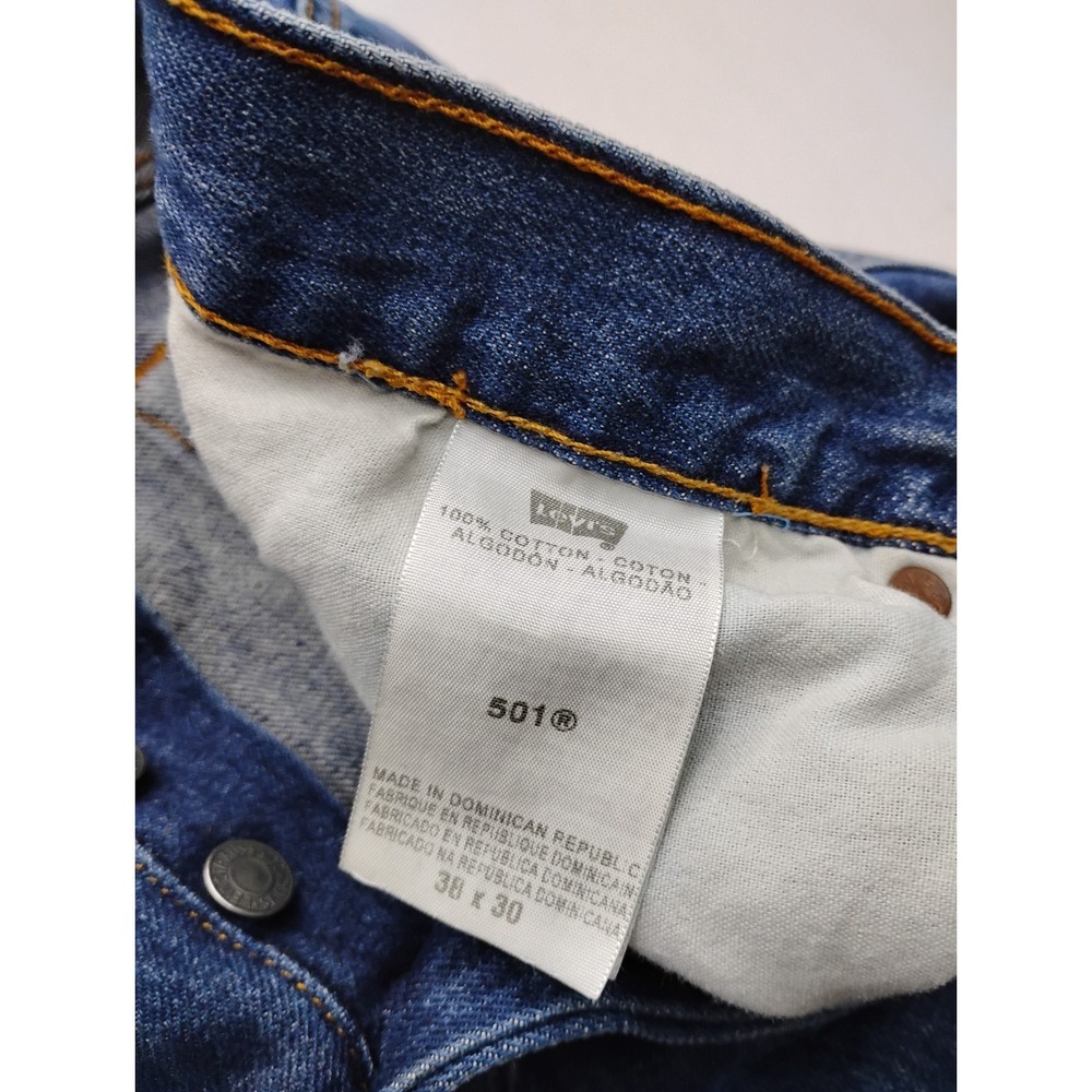 Levis 501 Original Mens Medium Wash Blue Denim Straight Leg Jeans 38x30 Faded - Picture 8 of 12